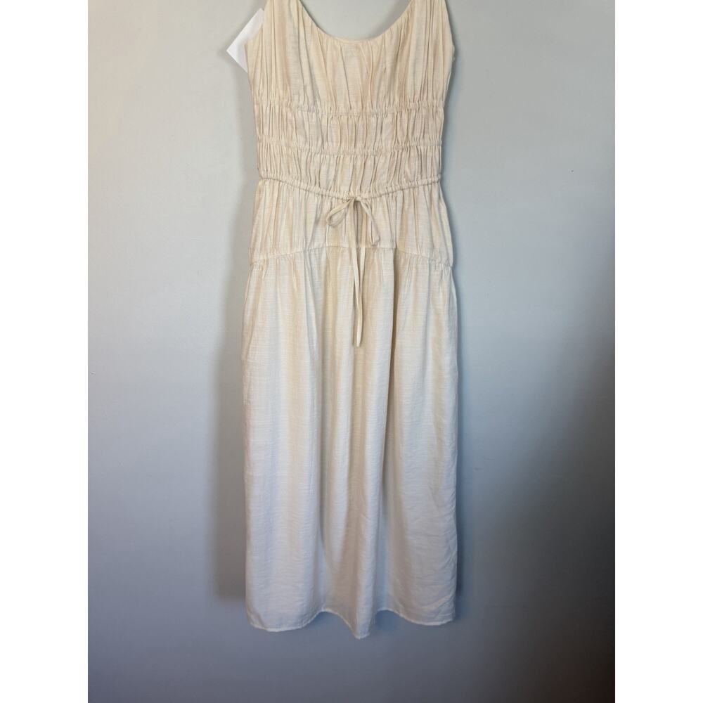 Anthropologie Paige Arpreggio Smocked Linen midi dress Cream size 4 NWT $279 - Picture 14 of 15